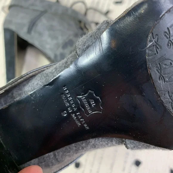 REBECCA TAYLOR Lace Up Heeled Grey Ankle Booties 9 - Picture 9 of 10